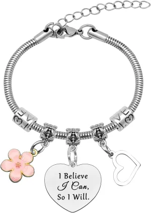 Encouragement Bracelet for Women Friendship Gift Inspirational Gift for Best Friend Mother Sister Aunt Motivational Quote Bangle Bracelet Graduation Christmas Birthday Gifts for Her