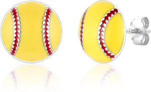 EPIRORA Sterling Silver Sports Earrings, Hypoallergenic Volleyball Softball Baseball Basketball Tennis Stud Earrings for Women Teen Mom Sport Fan Lover Gift Stocking Stuffer Accessories