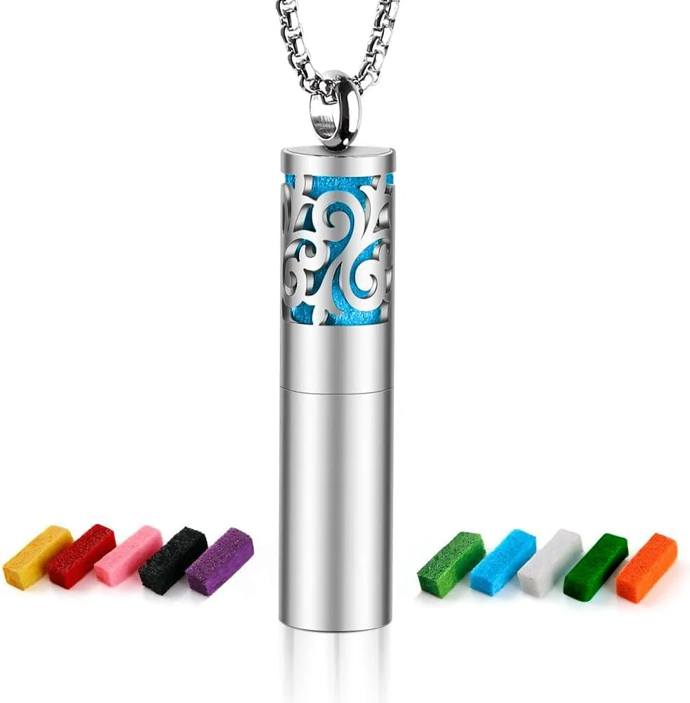 Essential Oil Necklace for Women, Diffuser Necklaces 316L Stainless Steel, Diffuser Pendant with 10 Felt Pads, Aromatherapy Necklace Gift Set for Birthday, Christmas