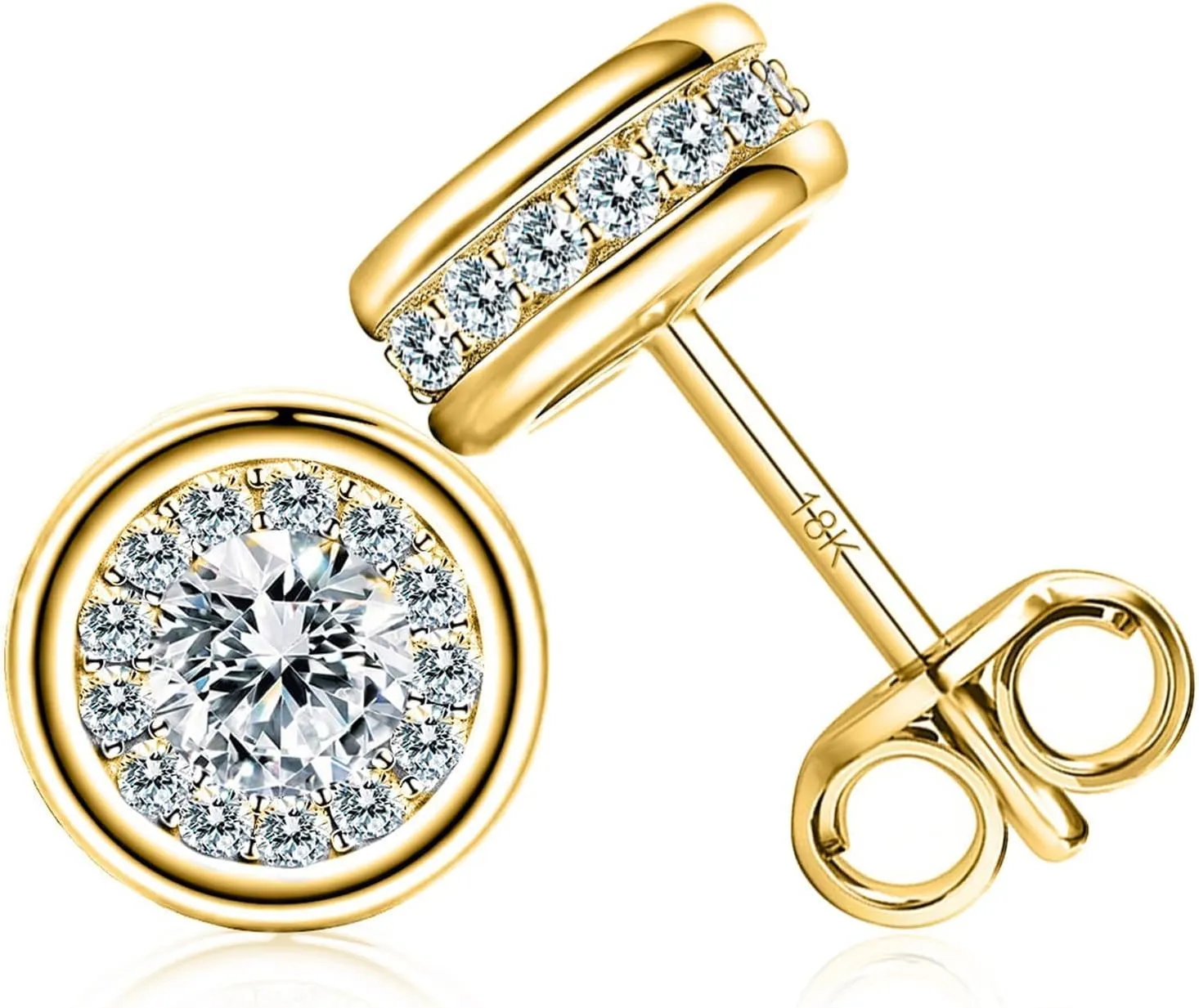 ESSIE ODILA 18K Gold Earrings for Women Gold Studs Earrings for Women Dainty Womens Earring Stud Birthday Christmas Anniversary Valentine's and Mother's Day Gift Hypoallergenic Studs Earring