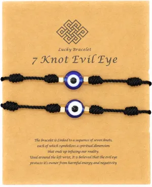Evil Eye 7 Knot Lucky Bracelets Adjustable Red String Amulet for Women Men