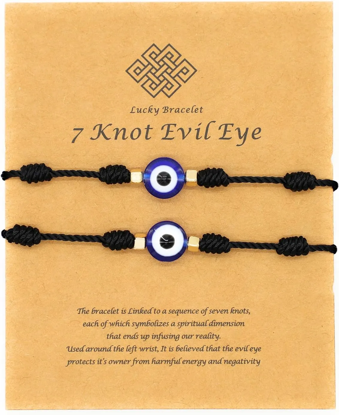 Evil Eye 7 Knot Lucky Bracelets Adjustable Red String Amulet for Women Men