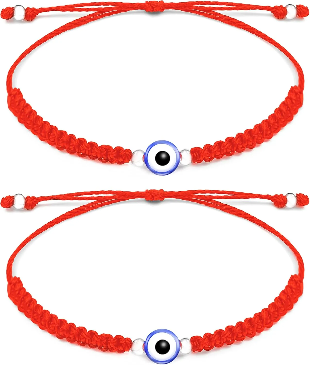 Evil Eye String Bracelets Handmade Black String Evil Eye Bracelet for Women Men Teen Girls Boys 2pcs