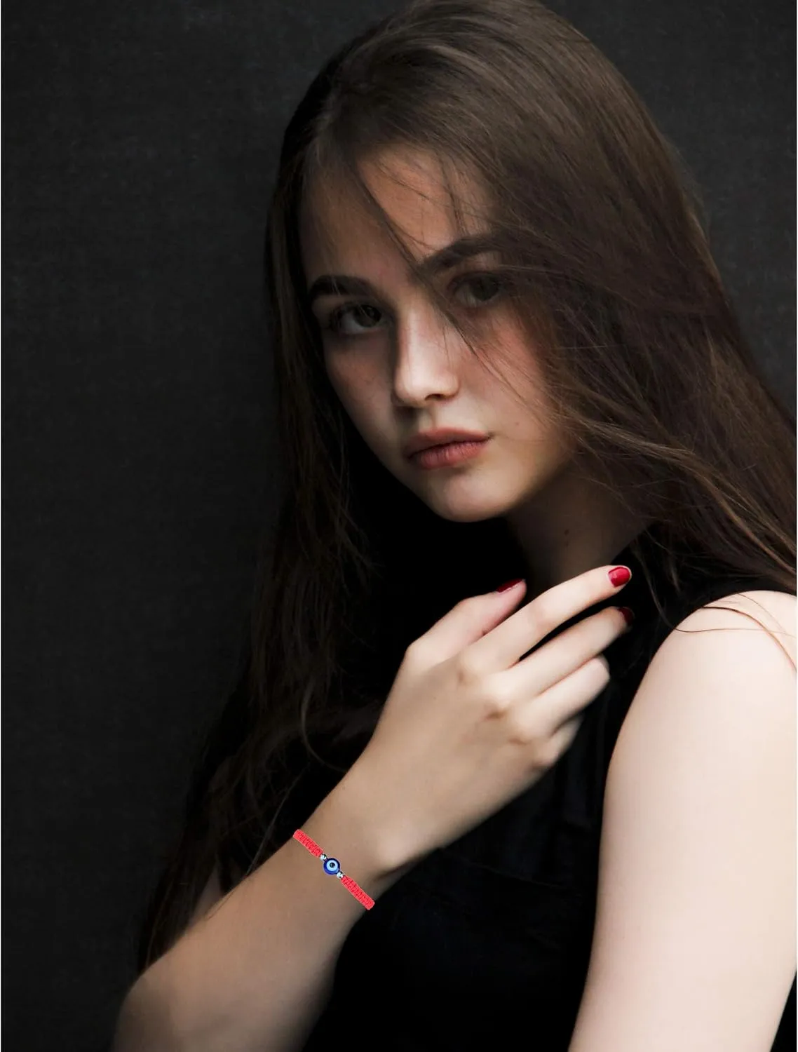 Evil Eye String Bracelets Handmade Black String Evil Eye Bracelet for Women Men Teen Girls Boys 2pcs