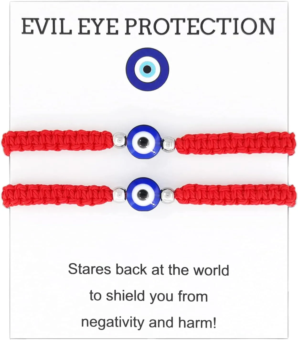 Evil Eye String Bracelets Handmade Black String Evil Eye Bracelet for Women Men Teen Girls Boys 2pcs