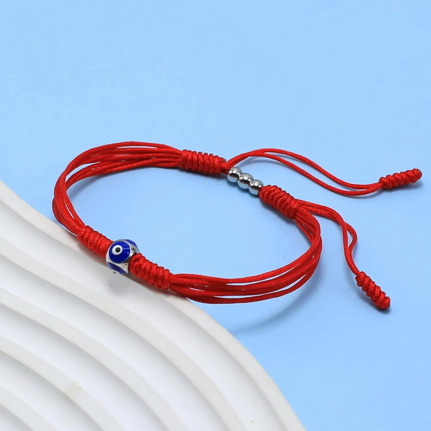 Evil Eyes Bracelet, Adjustable Red String Talisman Amulet, Lucky and Protection, Handmade Braided Kabbalah String Of Fate, Surfer Rope Cord Thread for Men, Women, Friendship (Evil Eyes)