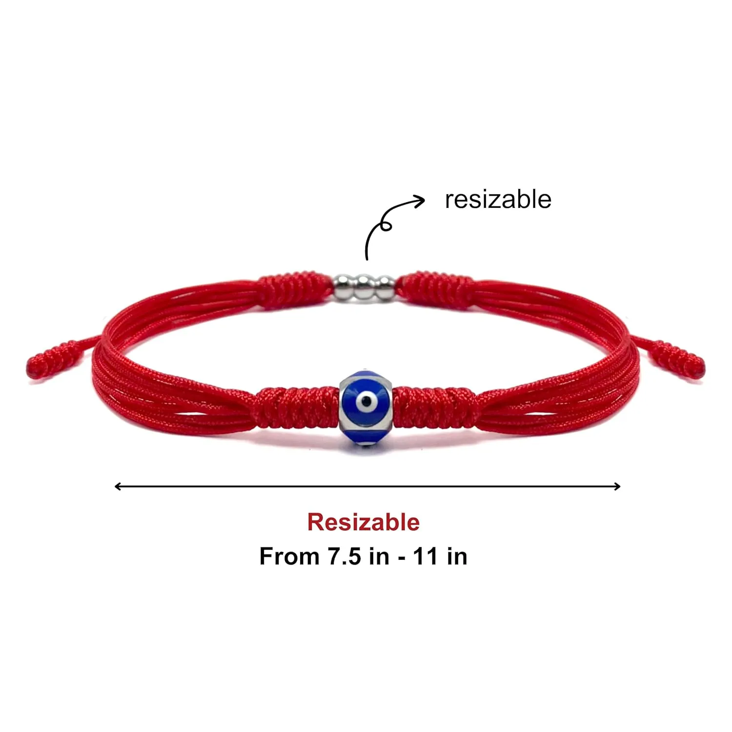 Evil Eyes Bracelet, Adjustable Red String Talisman Amulet, Lucky and Protection, Handmade Braided Kabbalah String Of Fate, Surfer Rope Cord Thread for Men, Women, Friendship (Evil Eyes)
