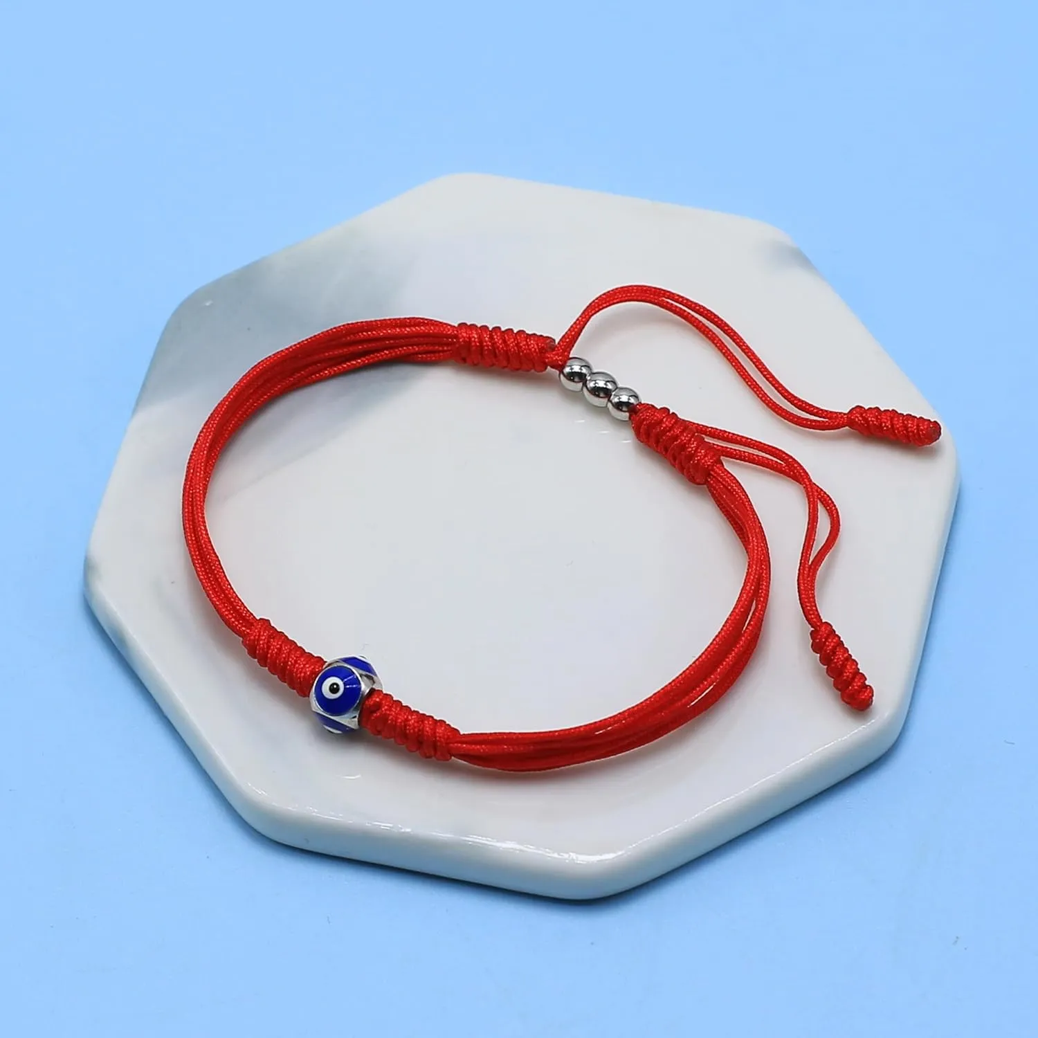 Evil Eyes Bracelet, Adjustable Red String Talisman Amulet, Lucky and Protection, Handmade Braided Kabbalah String Of Fate, Surfer Rope Cord Thread for Men, Women, Friendship (Evil Eyes)