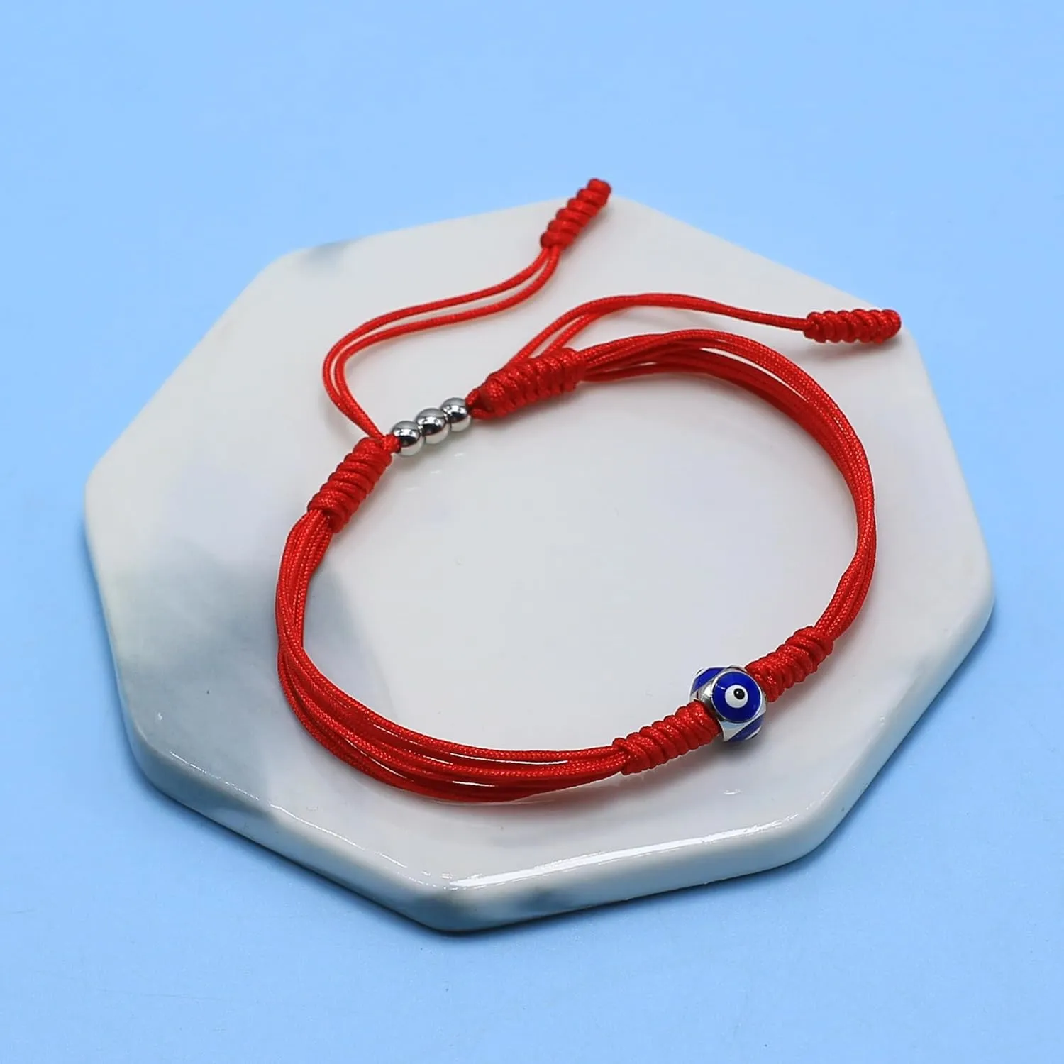 Evil Eyes Bracelet, Adjustable Red String Talisman Amulet, Lucky and Protection, Handmade Braided Kabbalah String Of Fate, Surfer Rope Cord Thread for Men, Women, Friendship (Evil Eyes)