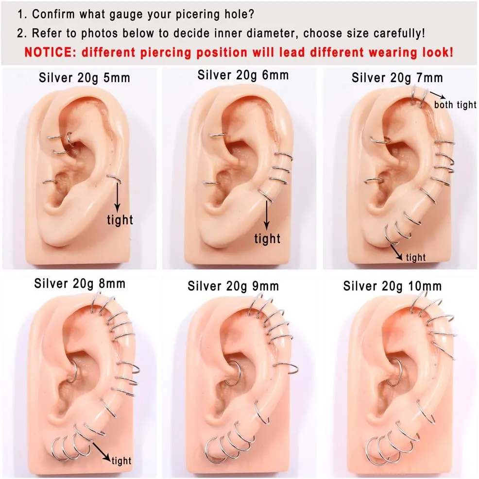 FANSING Men Women 316L Surgical Steel Hinged Nose Rings Hoop for Nostril Septum Cartilage Helix Daith Tragus Rook Conch Lip Ear Lobe Piercings