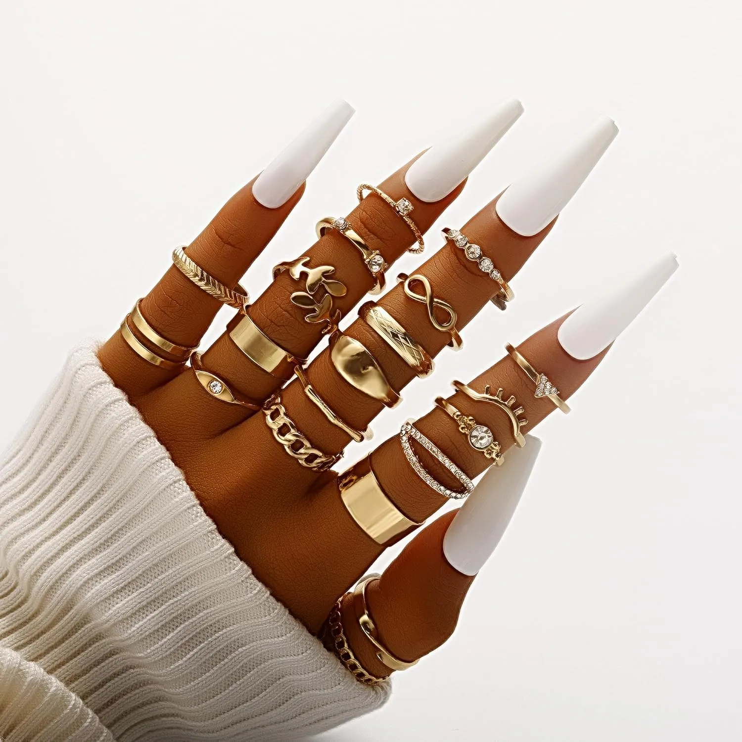 FAXHION 60 Pcs Gold Stackable Rings for Women, Knuckle Rings Chunky Gold Ring Set Dainty Stacking Cute Rings, Multiple Sizes Cute Jewelry Set Gift