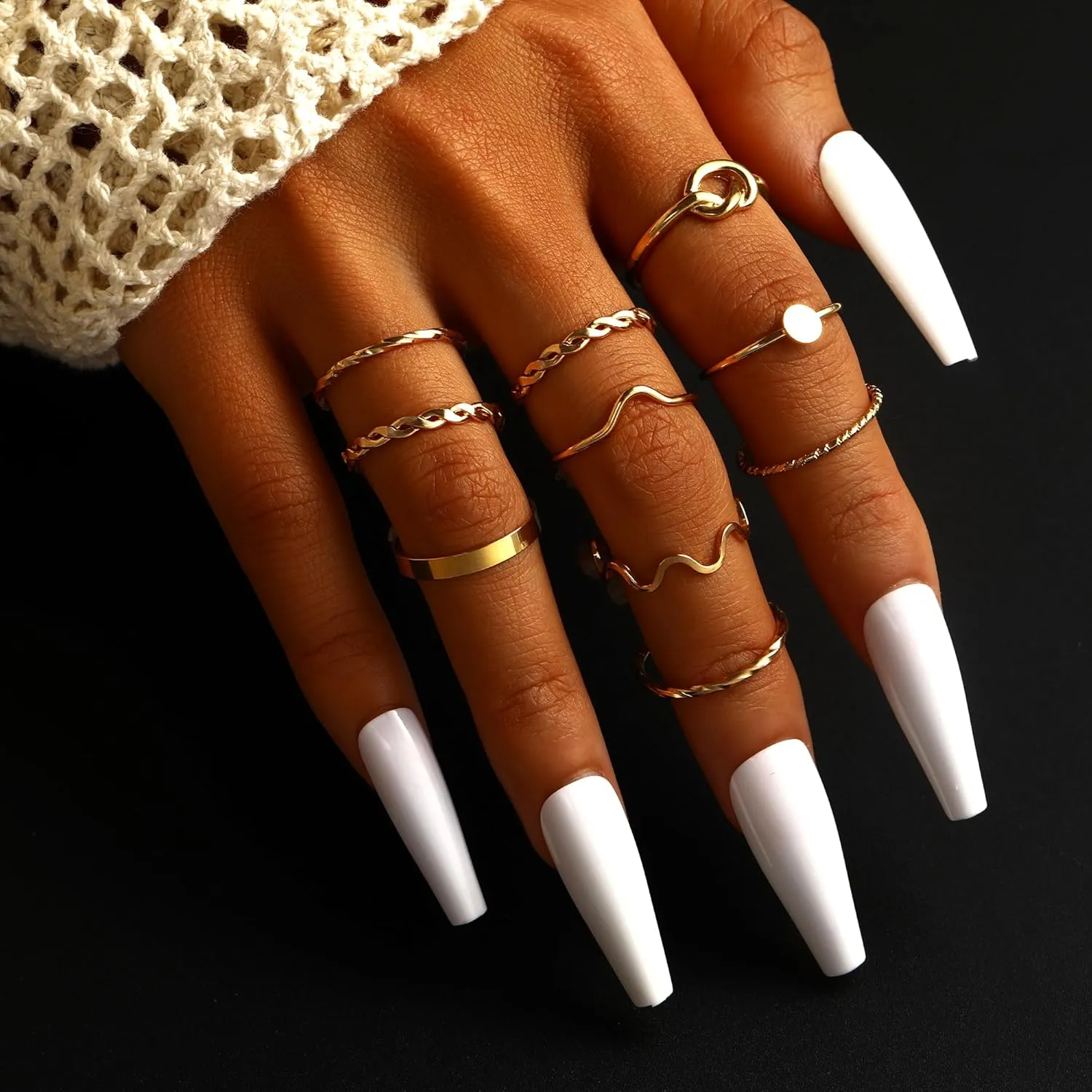 FAXHION 60 Pcs Gold Stackable Rings for Women, Knuckle Rings Chunky Gold Ring Set Dainty Stacking Cute Rings, Multiple Sizes Cute Jewelry Set Gift