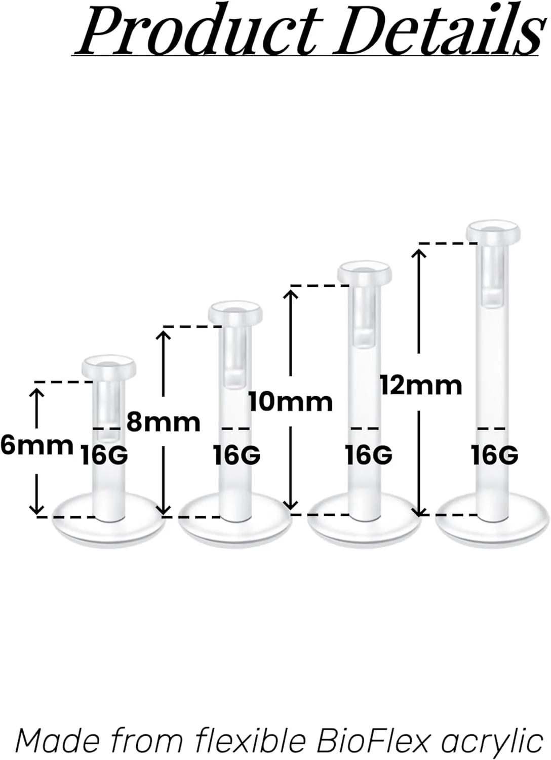 FECTAS 20-38PCS Clear Piercing Jewelry Bioflex Plastic Earrings Nose Rings Studs Septum Belly Cartilage Helix Industrial Nipple Tongue Lip Labret Eyebrow Piercing Retainers for Surgery Work Sports