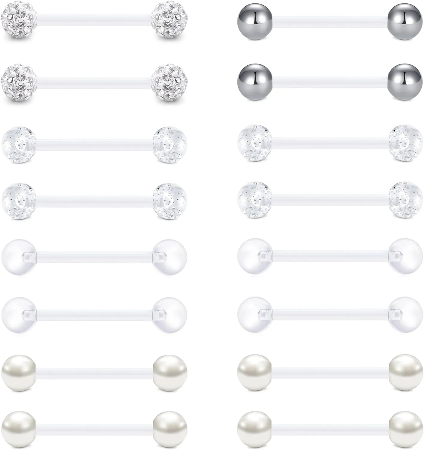 FECTAS Plastic Nipple Rings Tongue Piercing Retainer Barbell 14g for Women Surgery 12/14/16/18mm