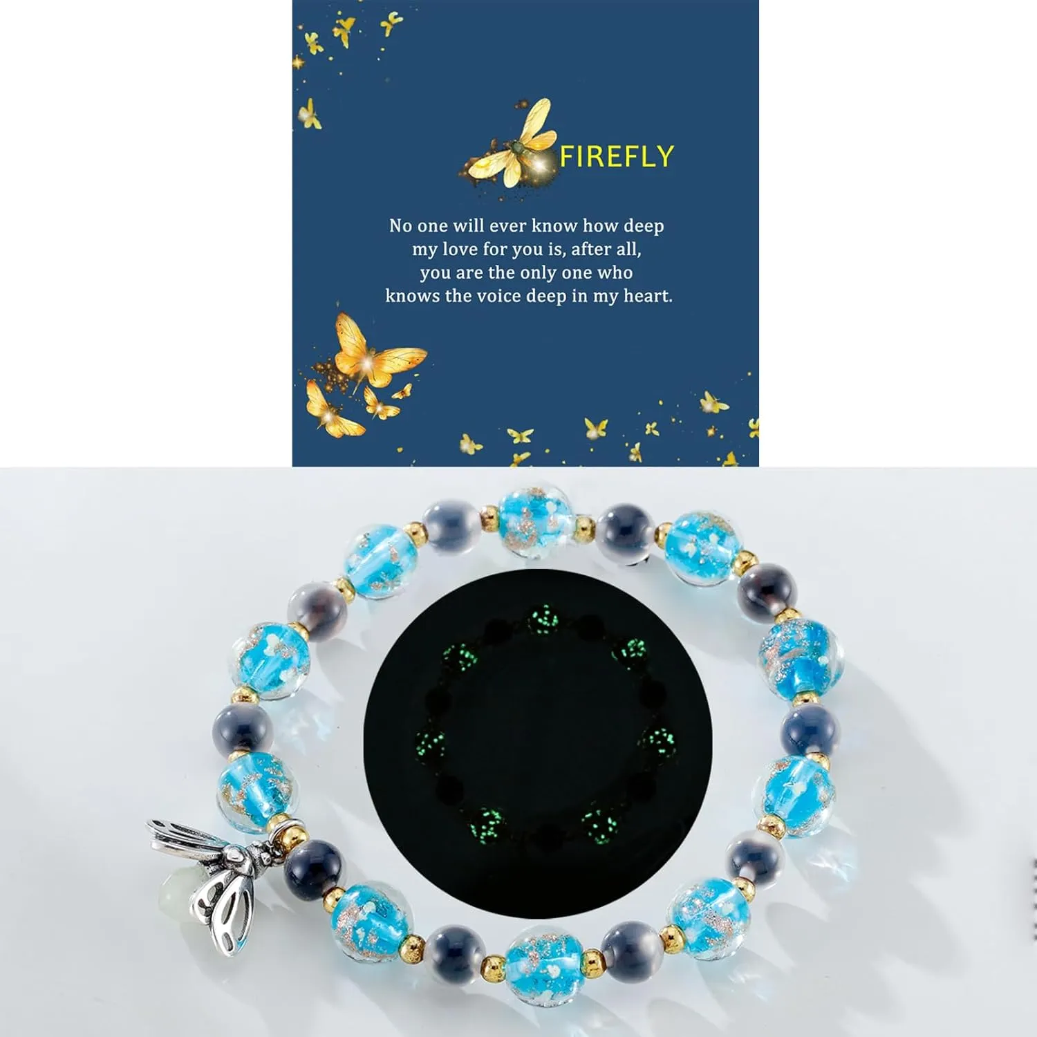 Firefly Glass Bracelet firefly Beads Firefly Jewelry Firefly Charm Firefly Glass Glass Jewelry Glow In The Dark Charms