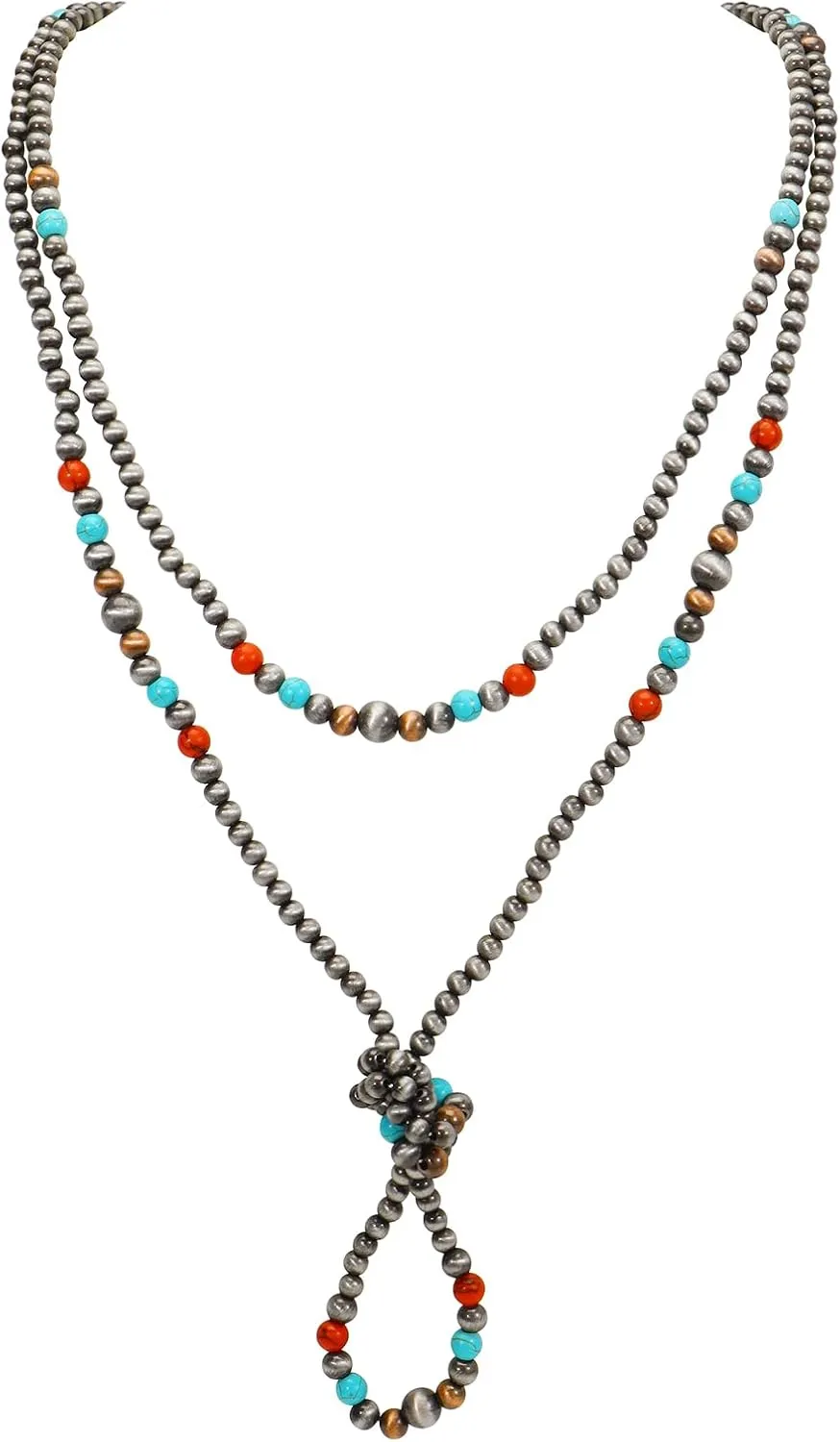 Firstmeet Navajo Pearl Necklace for Women Vintage Handmade Long Boho Turquoise Western Jewelry