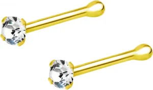 Forbidden Body Jewelry 22 g 18k Gold Plated Sterling Silver 1.5mm CZ Simulated Diamond Micro Nose Bone Stud for Women or Men
