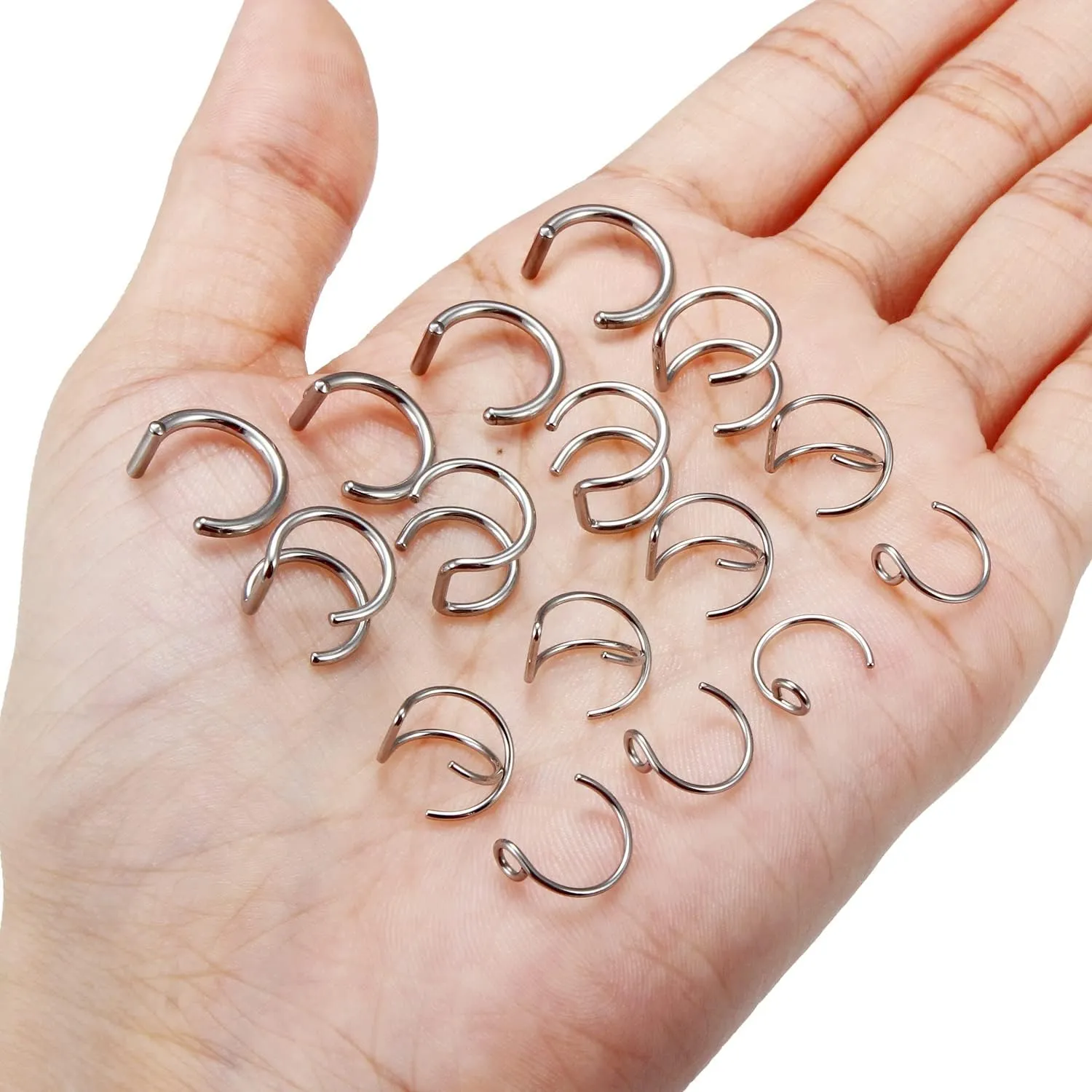 Ftovosyo Fake Lip Rings T Shaped Stainless Steel Gothic Clip on Non Piercing Nose Ring Double Cartilage Helix Earrings Ear Cuff for Women Men