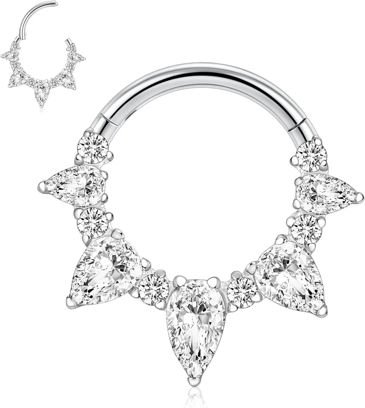 FUNLMO Septum Ring Daith Tragus Helix Rook Piercing Jewelry Cartilage Earring 316L Surgical Steel Cube Zirconia Nose Ring for Women Men 16G