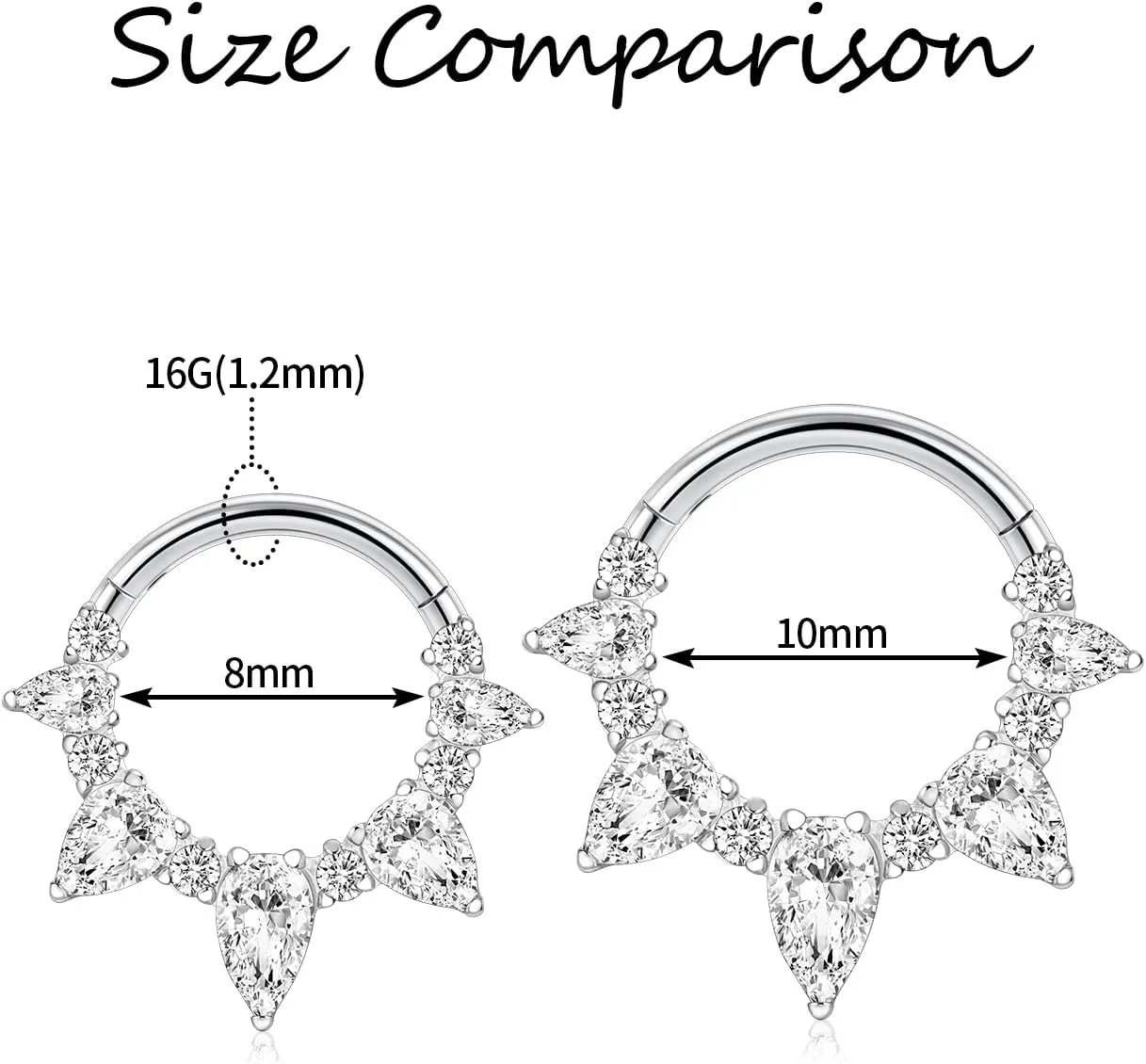 FUNLMO Septum Ring Daith Tragus Helix Rook Piercing Jewelry Cartilage Earring 316L Surgical Steel Cube Zirconia Nose Ring for Women Men 16G