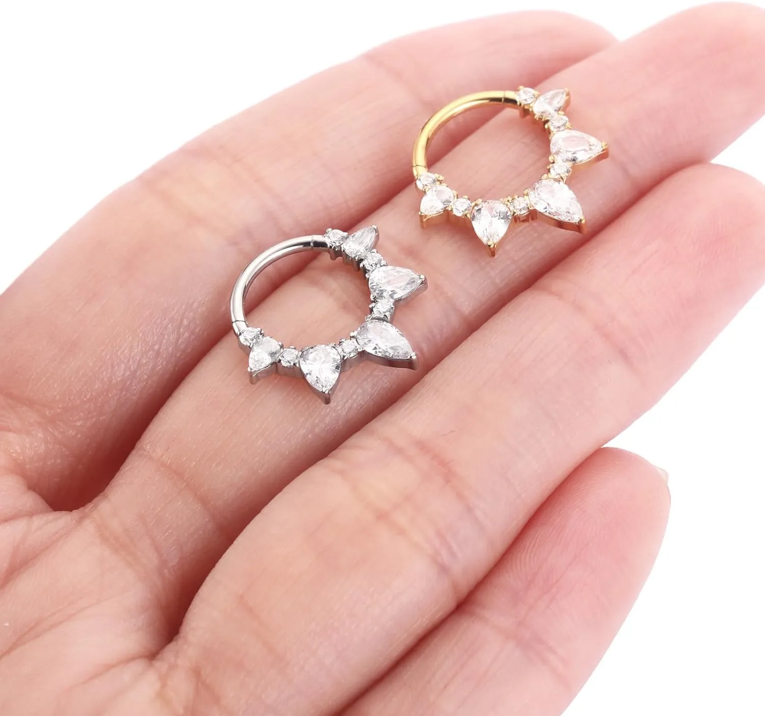 FUNLMO Septum Ring Daith Tragus Helix Rook Piercing Jewelry Cartilage Earring 316L Surgical Steel Cube Zirconia Nose Ring for Women Men 16G
