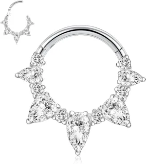 FUNLMO Septum Ring Daith Tragus Helix Rook Piercing Jewelry Cartilage Earring 316L Surgical Steel Cube Zirconia Nose Ring for Women Men 16G