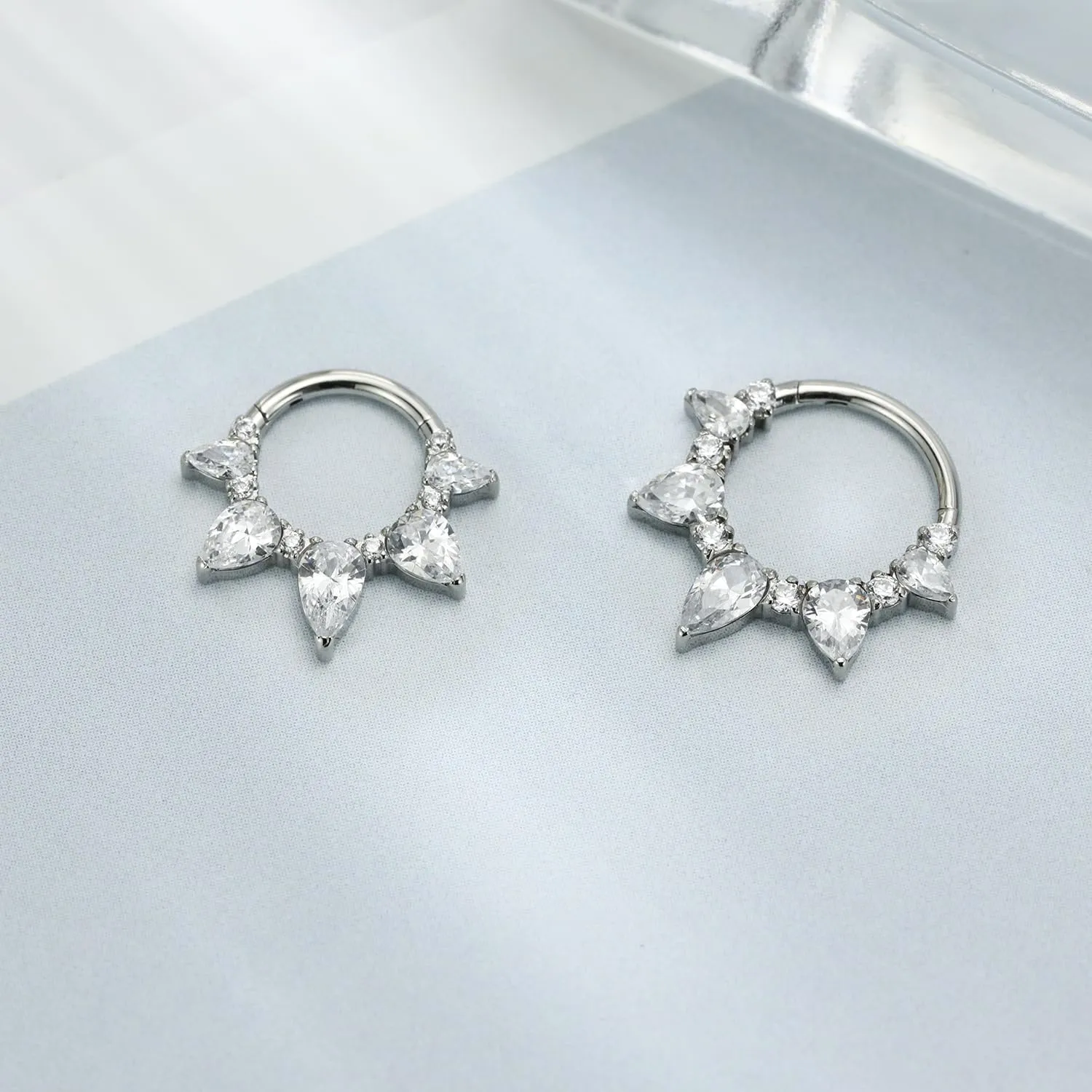 FUNLMO Septum Ring Daith Tragus Helix Rook Piercing Jewelry Cartilage Earring 316L Surgical Steel Cube Zirconia Nose Ring for Women Men 16G