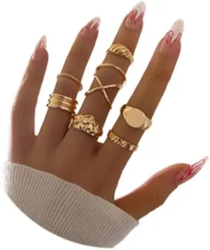 FUTIMELY Knuckle Rings Set for Women Vintage Stacking Ring BOHO Midi Rings 14K Gold Plated Stacking Statement Rings Jewelry Gift