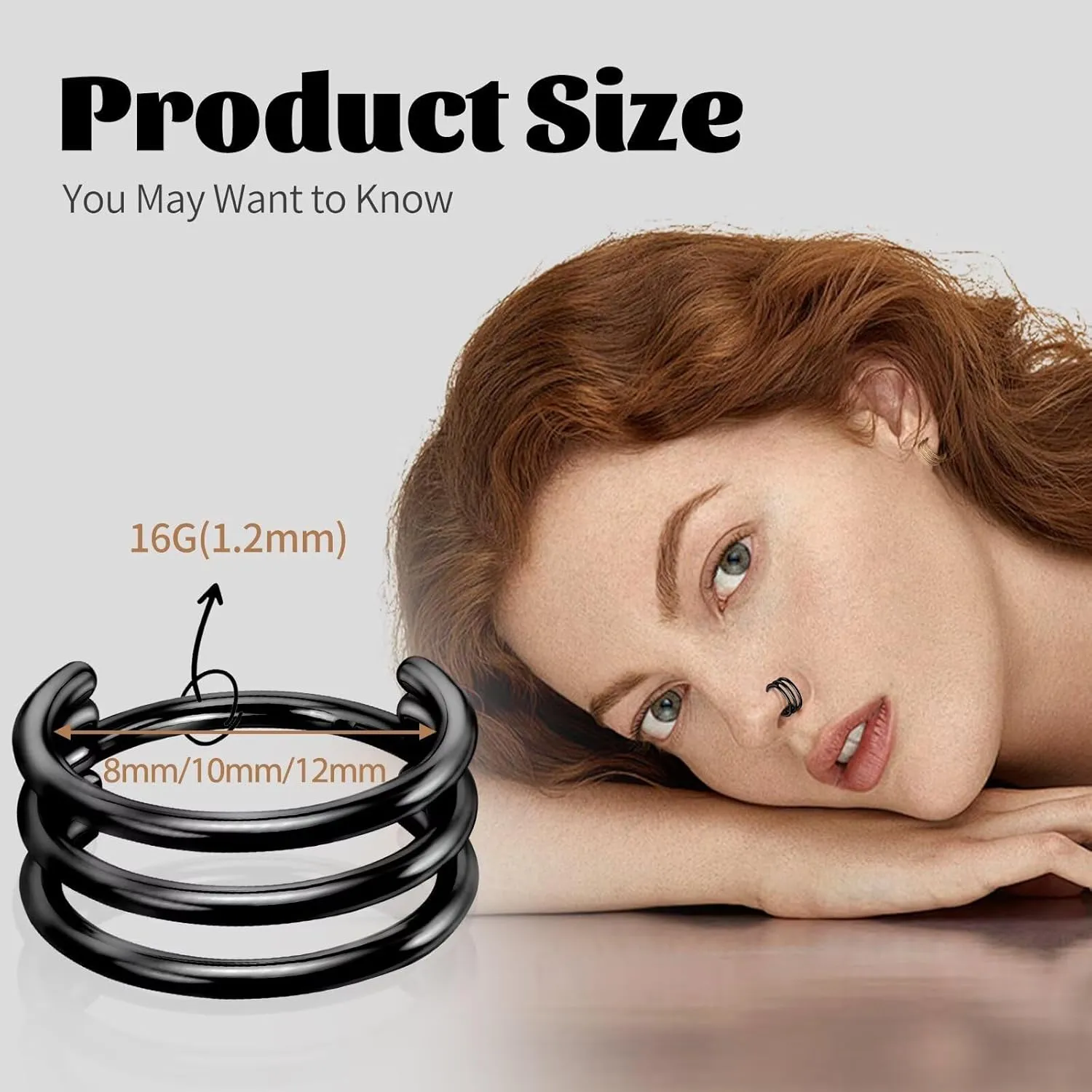 G23 Titanium Conch Piercing Jewelry Hoop: 16G 8mm/10mm/12mm Diamond Cartilage Earring Helix Double Piercing Hoop Septum Rings Hypoallergenic Nose Rings Hinged Segment Clicker Lip Rings Rook Daith Tragus Earrings
