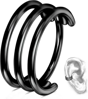 G23 Titanium Conch Piercing Jewelry Hoop: 16G 8mm/10mm/12mm Diamond Cartilage Earring Helix Double Piercing Hoop Septum Rings Hypoallergenic Nose Rings Hinged Segment Clicker Lip Rings Rook Daith Tragus Earrings