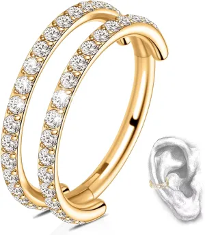 G23 Titanium Conch Piercing Jewelry Hoop: 16G 8mm/10mm/12mm Diamond Cartilage Earring Helix Double Piercing Hoop Septum Rings Hypoallergenic Nose Rings Hinged Segment Clicker Lip Rings Rook Daith Tragus Earrings