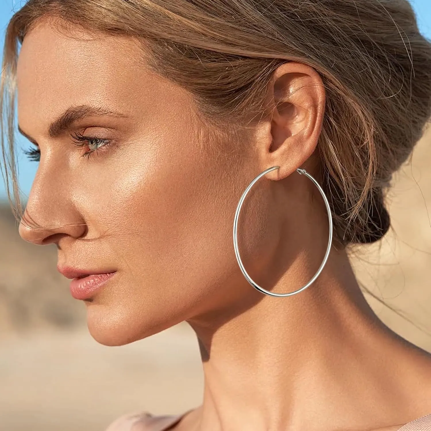 Gacimy Gold Hoop Earrings for Women 14K Gold Plated, 925 Sterling Silver Post hoops for Women