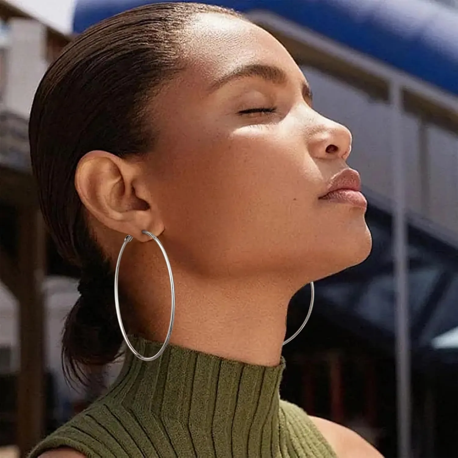 Gacimy Gold Hoop Earrings for Women 14K Gold Plated, 925 Sterling Silver Post hoops for Women