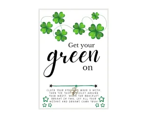 Get Your Green On St. Patrick's Day Wish, Wish Bracelet, Holiday Party Favor, Thank You, St. Patrick's Day WIsh Bracelet, Co-Worker Gift, Friendship Wish Bracelet