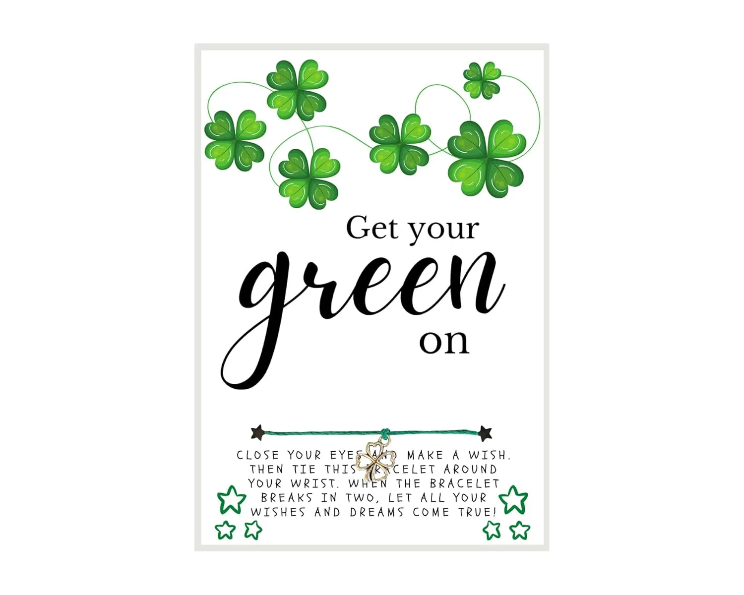 Get Your Green On St. Patrick's Day Wish, Wish Bracelet, Holiday Party Favor, Thank You, St. Patrick's Day WIsh Bracelet, Co-Worker Gift, Friendship Wish Bracelet