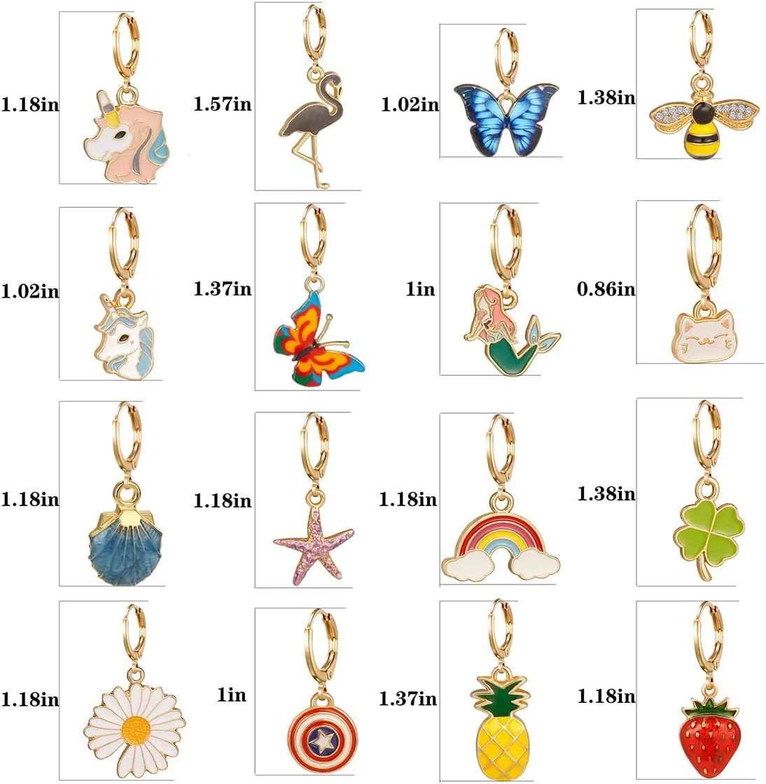 Girls Hypoallergenic Huggie Hoop Earrings with Charm Cute Small Dangle Hoop Earrings Set (10-20 Pairs)