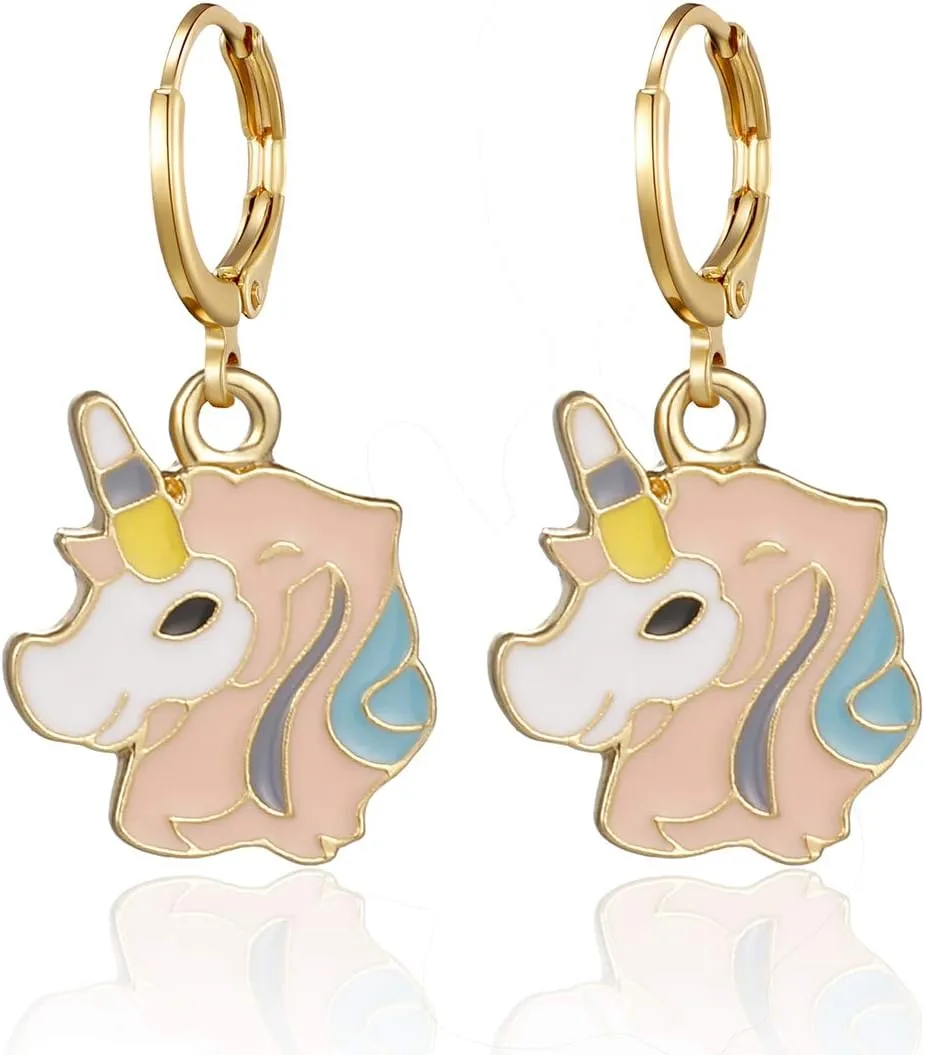 Girls Hypoallergenic Huggie Hoop Earrings with Charm Cute Small Dangle Hoop Earrings Set (10-20 Pairs)