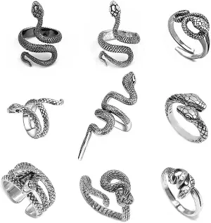Gleamart Adjustable Vintage Punk Ring Set Stackable Animal Rings Present for Men Women