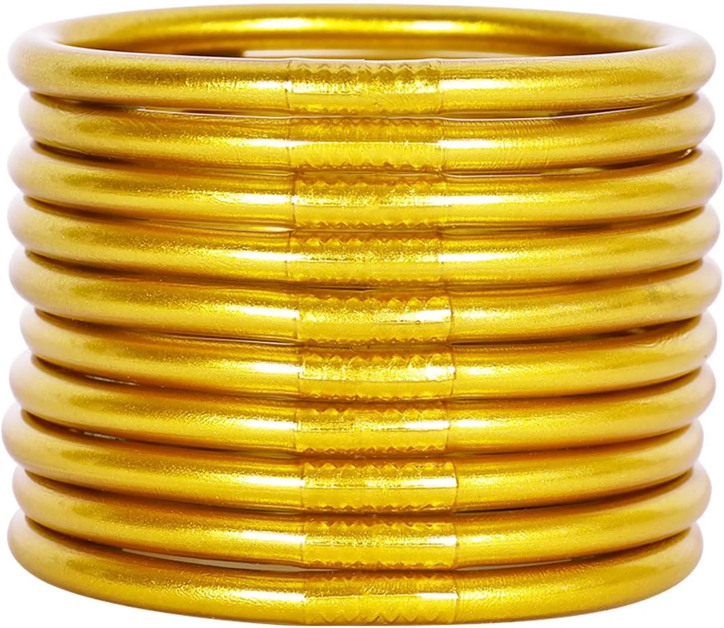 Glitter Jelly Bangle Bracelet Set - Gold Powder Lining Fashion Jewelry - Lightweight Cute Bracelets for Women