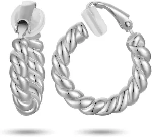 Gold Hoop Clip On Earrings for Women Twisted Thick Hoop Earrings Hypoallergenic Non Pierced Ears Hoops Jewelry