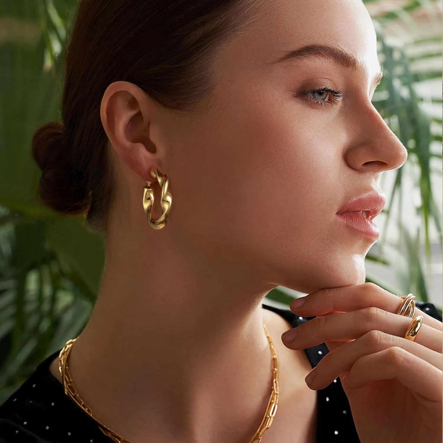 Gold Hoop Earrings for Women, 14k Gold Plated Hoop Earrings for Women Trendy Lightweight Open Hoops Jewelry Gifts for Her