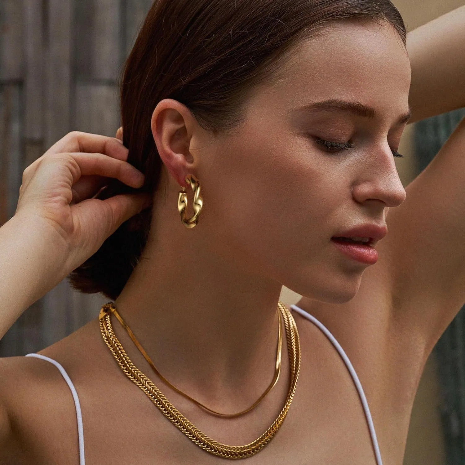 Gold Hoop Earrings for Women, 14k Gold Plated Hoop Earrings for Women Trendy Lightweight Open Hoops Jewelry Gifts for Her