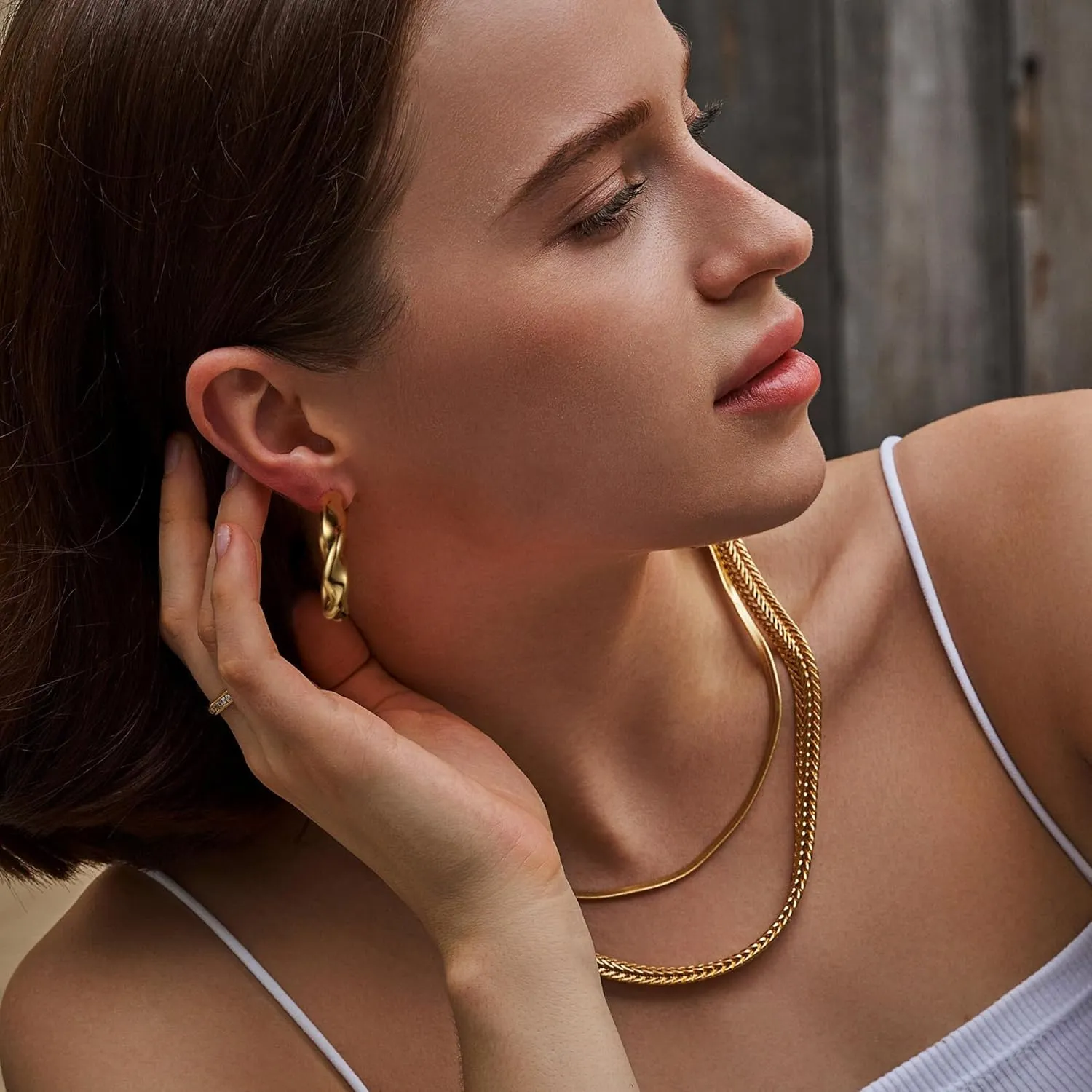 Gold Hoop Earrings for Women, 14k Gold Plated Hoop Earrings for Women Trendy Lightweight Open Hoops Jewelry Gifts for Her
