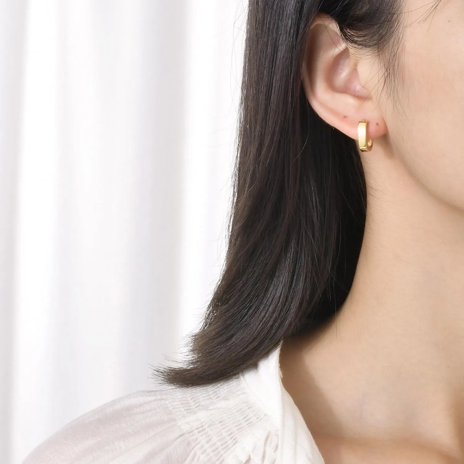 Gold Hoop Earrings for Women,14K Gold Plated Chunky Hoop Earrings Hypoallergenic Thick Earring for Women