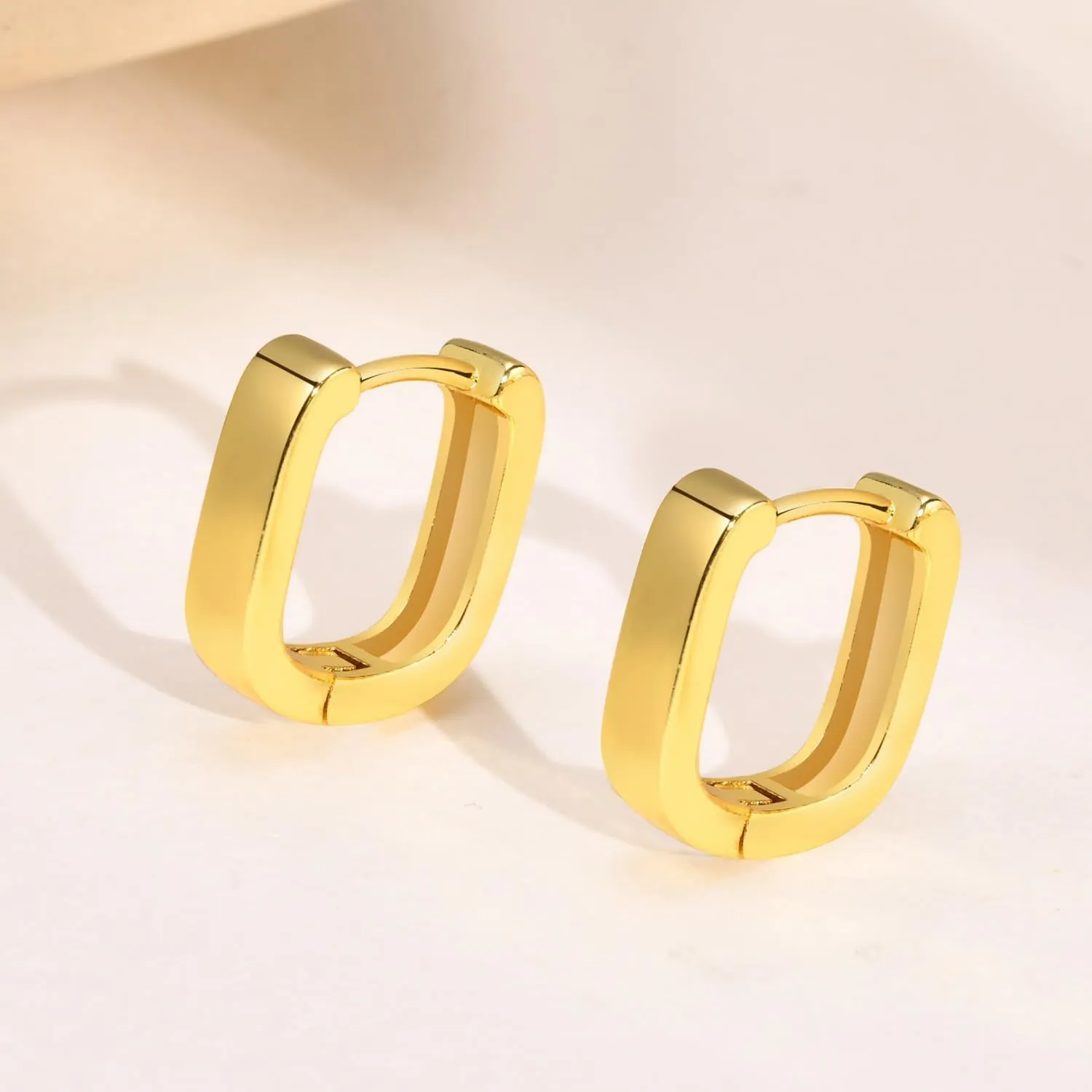 Gold Hoop Earrings for Women,14K Gold Plated Chunky Hoop Earrings Hypoallergenic Thick Earring for Women