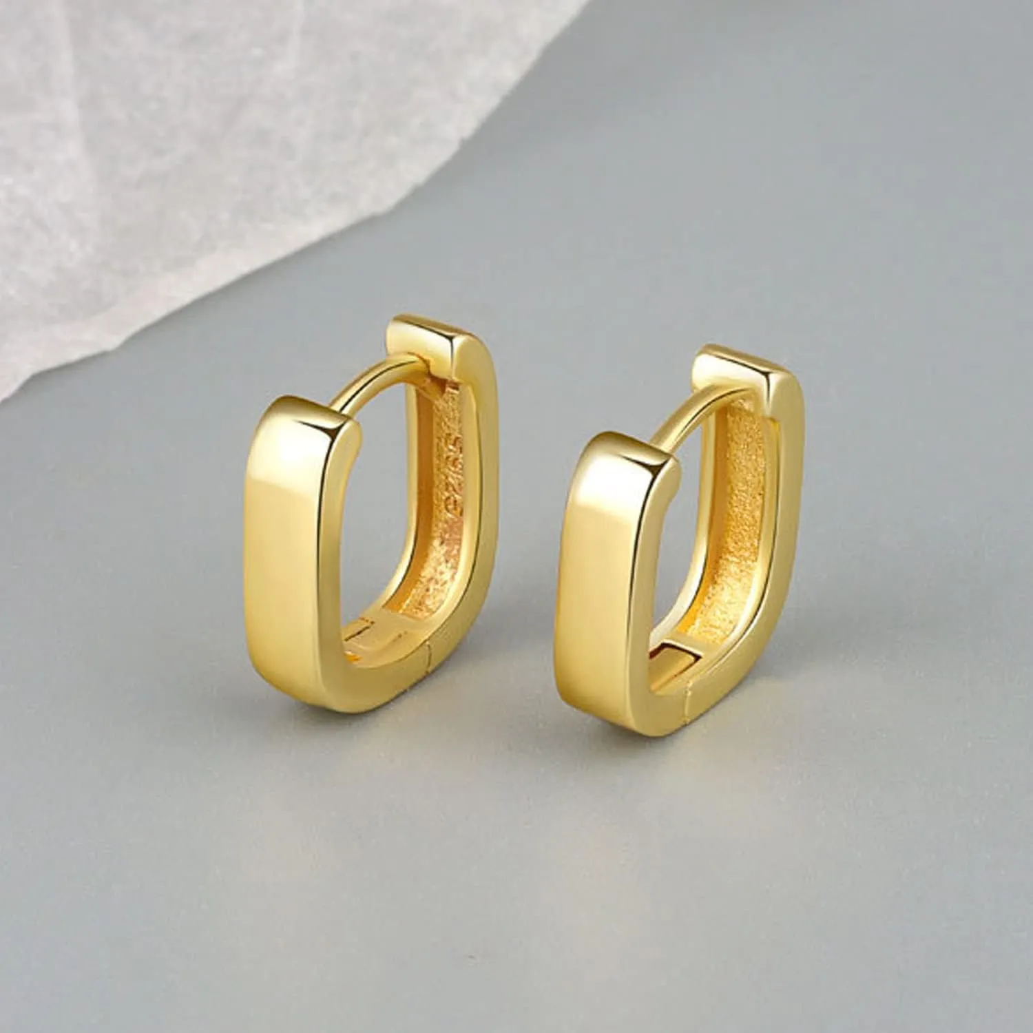 Gold Hoop Earrings for Women,14K Gold Plated Chunky Hoop Earrings Hypoallergenic Thick Earring for Women