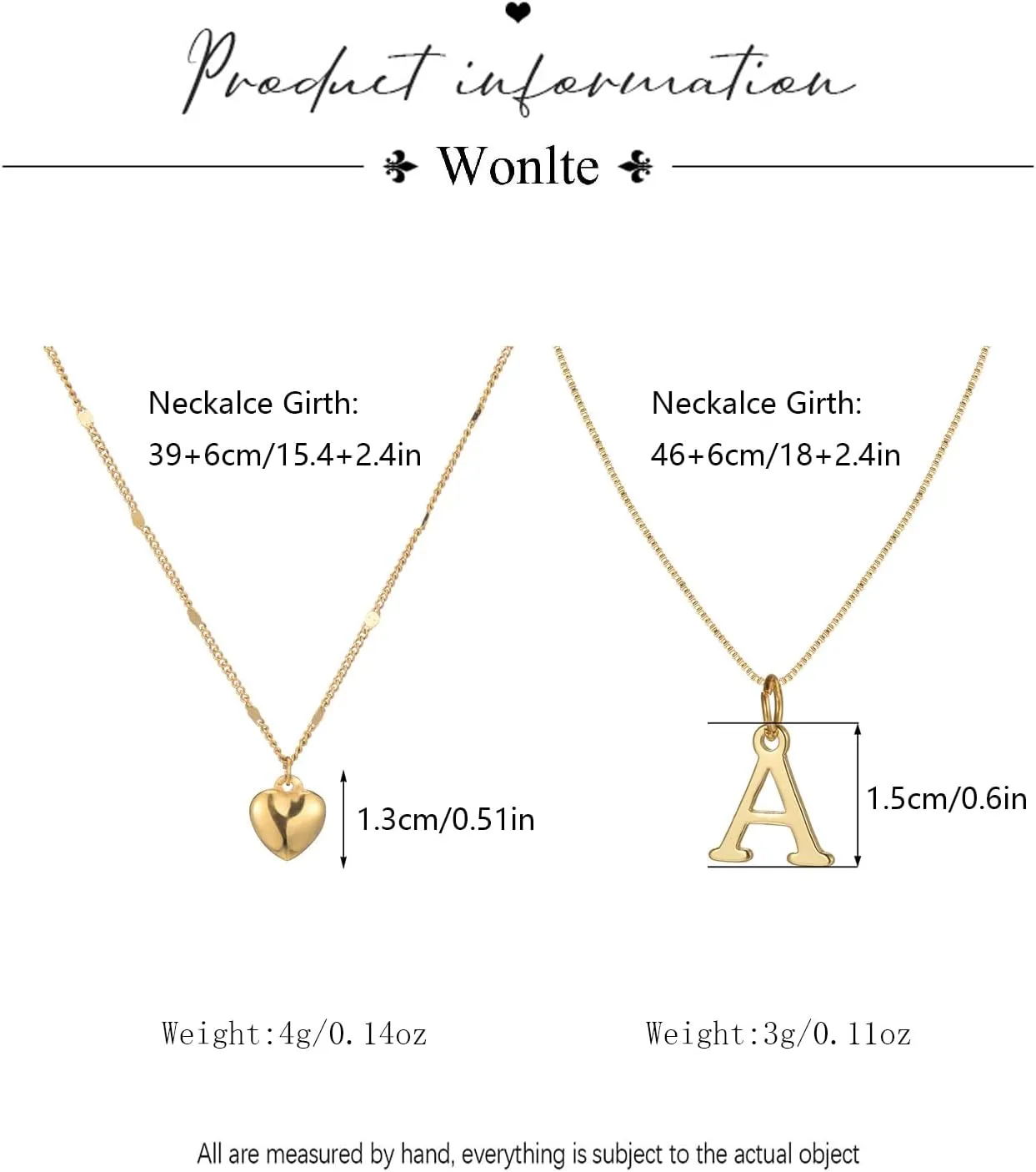 Gold Initial Necklaces for Women Trendy, Dainty 14K Gold Plated Layered Initial Necklace Cute Heart Pendant Choker Necklace Simple Personalized Monogram Name Necklace Gold Jewelry Necklace for Gift