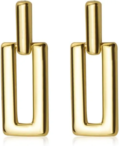 Gold Plated Stud and Dangle Earrings Set, Hypoallergenic Lightweight Minimalist Design
