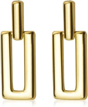Gold Plated Stud and Dangle Earrings Set, Hypoallergenic Lightweight Minimalist Design