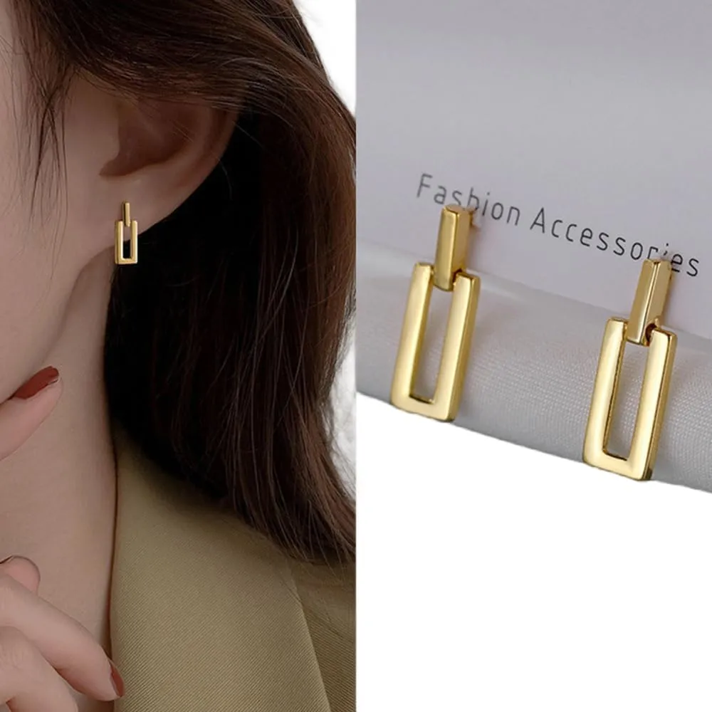 Gold Plated Stud and Dangle Earrings Set, Hypoallergenic Lightweight Minimalist Design